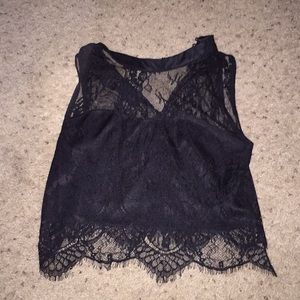 Beautiful black lace detail crop top never worn